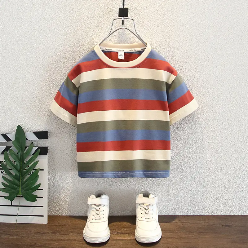 Boys Striped T-Shirt Shorts Set 2025 Summer