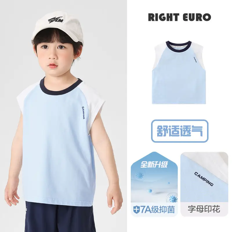 Right European Boys Sleeveless T-Shirt Cotton 2025 - Image 2