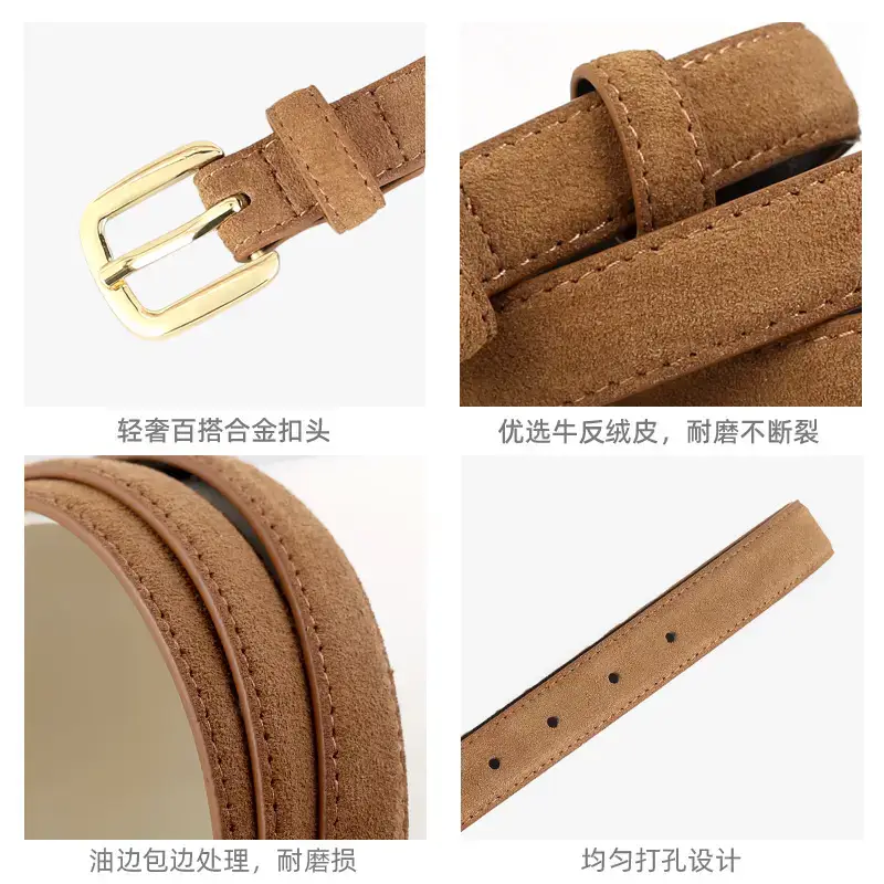 2025 Women's Korean Style Leather Belt Brown - Image 7