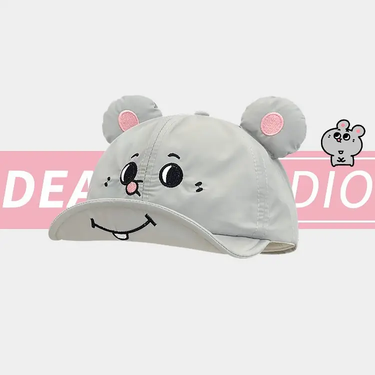 Gray Mouse Ears Flip-Up Cap for Girls