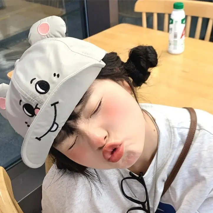 Gray Mouse Ears Flip-Up Cap for Girls