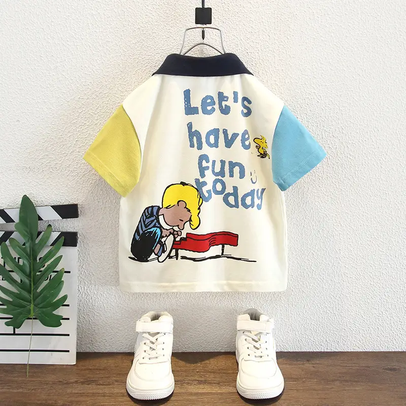 Boys Korean Style Turn Down Collar T-Shirt - Image 4
