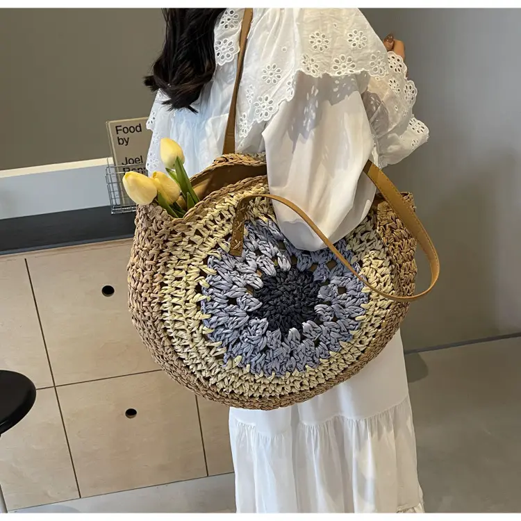 Cross-Border Straw Bag with Floral Cut Out Design — feature 26
