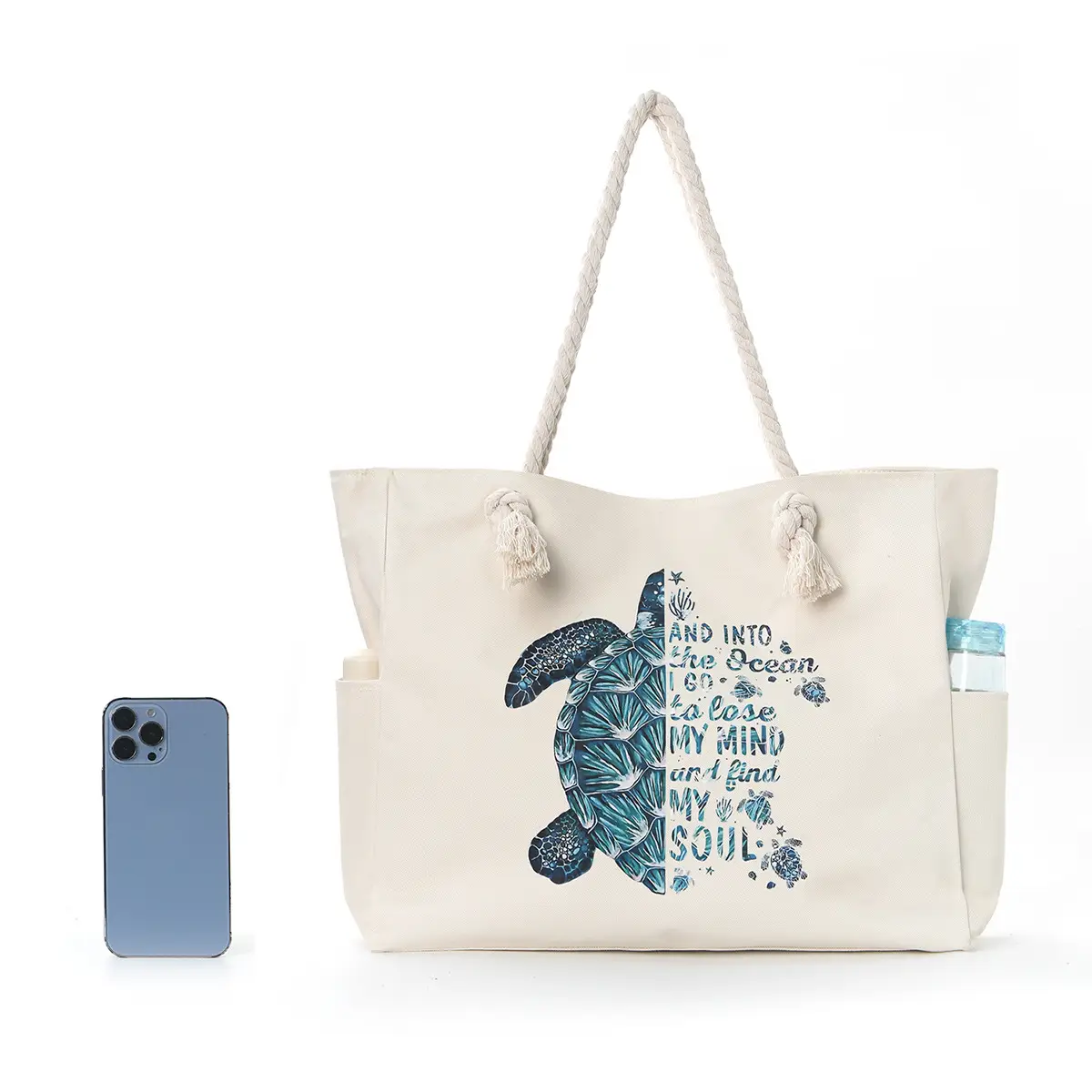 Feihong Cross-Border Beach Bag Women's Canvas Storage Bag - Image 9