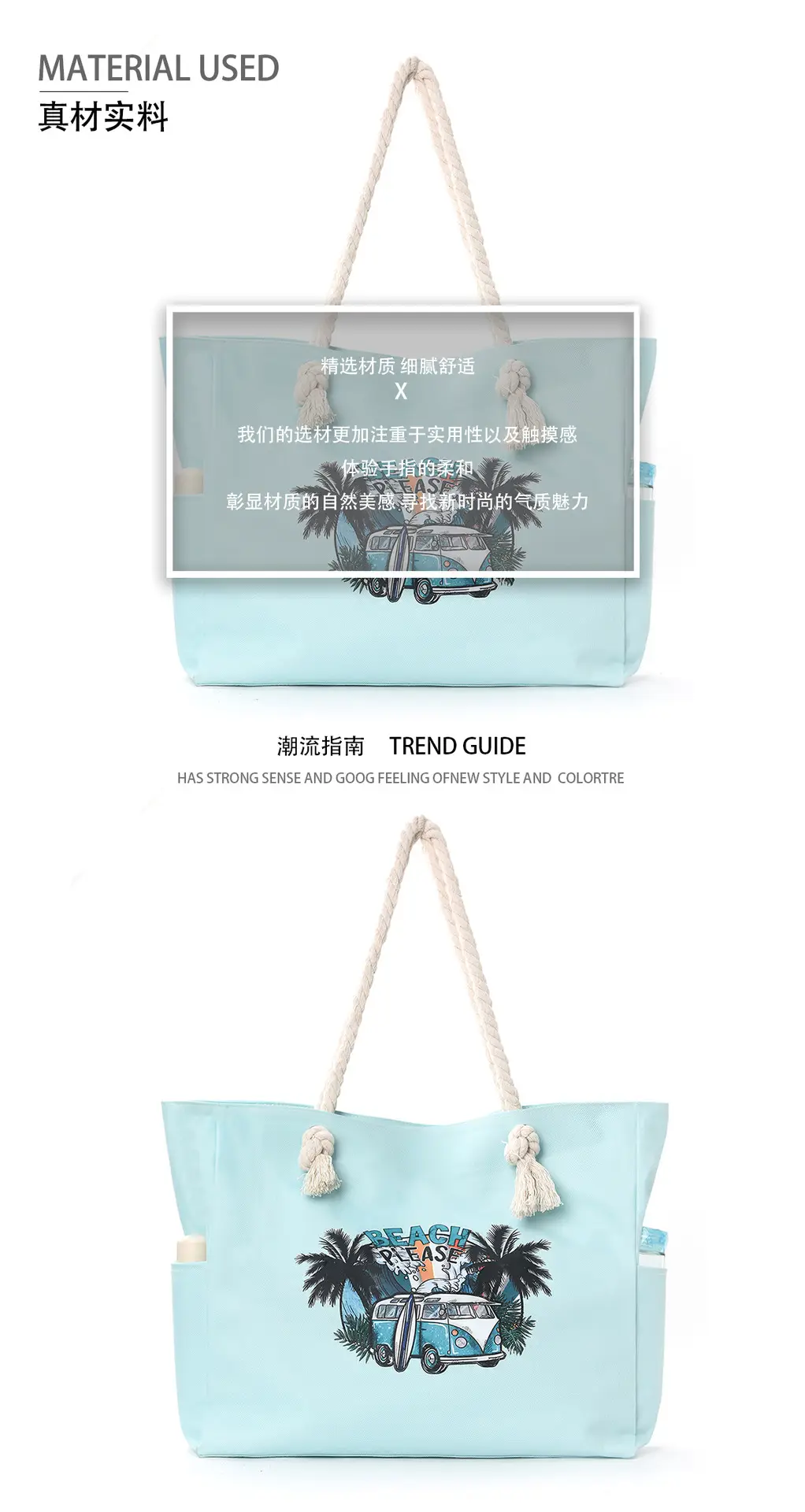 Feihong Cross-Border Beach Bag Women's Canvas Storage Bag — feature 8