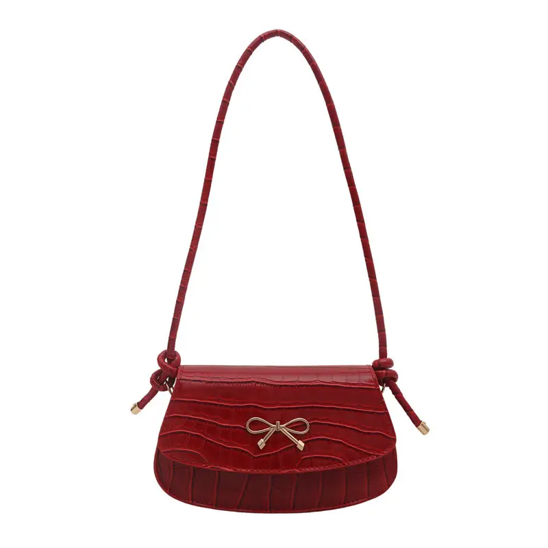 Red Croc Bow Crossbody Bag for Women - Image 10
