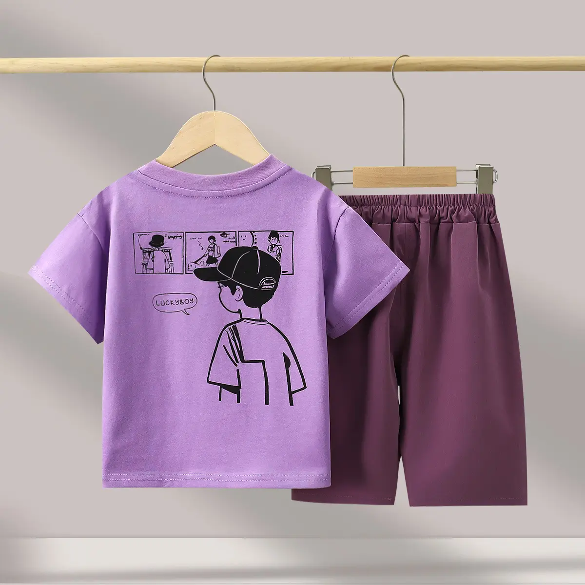 Boys Cartoon Shorts Suit White Black Summer 2025 - Image 4