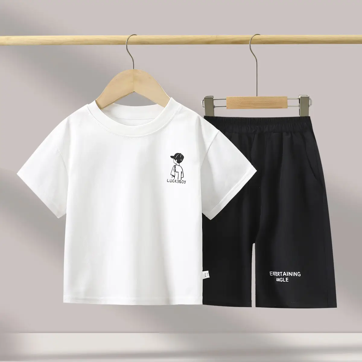 Boys Cartoon Shorts Suit White Black Summer 2025 — feature 10