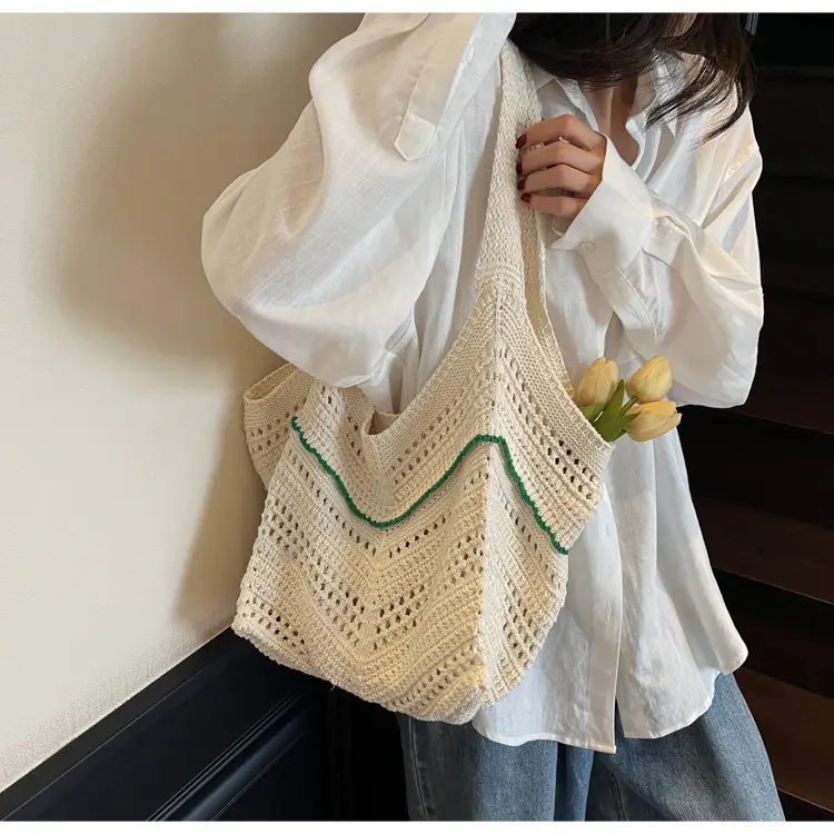 Hand-Woven Grey Cross-Border Tote Bag for Women — feature 10