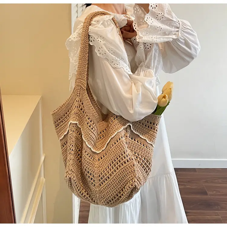 Hand-Woven Grey Cross-Border Tote Bag for Women — feature 15