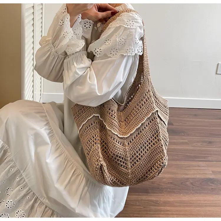 Hand-Woven Grey Cross-Border Tote Bag for Women — feature 16