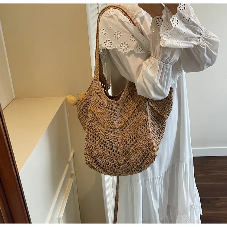 Hand-Woven Grey Cross-Border Tote Bag for Women — feature 17