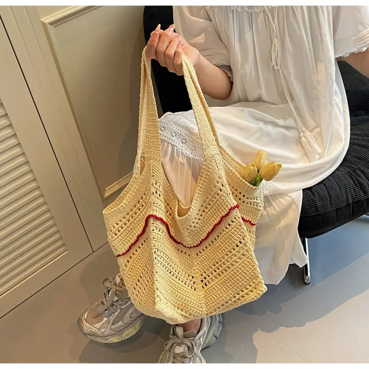 Hand-Woven Grey Cross-Border Tote Bag for Women — feature 23