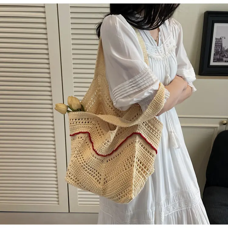 Hand-Woven Grey Cross-Border Tote Bag for Women — feature 24