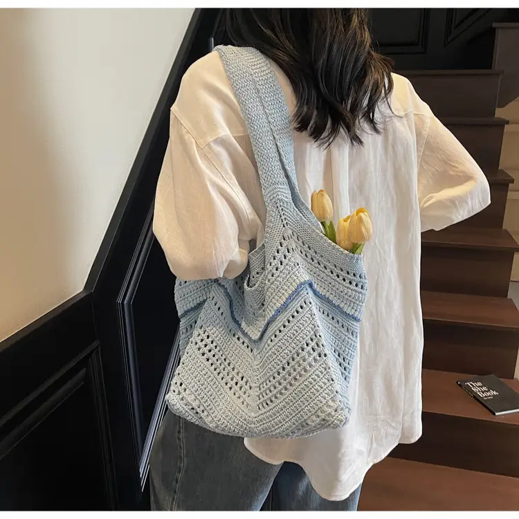 Hand-Woven Grey Cross-Border Tote Bag for Women — feature 25