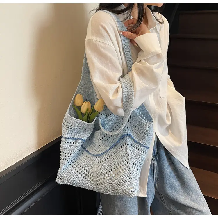 Hand-Woven Grey Cross-Border Tote Bag for Women — feature 26