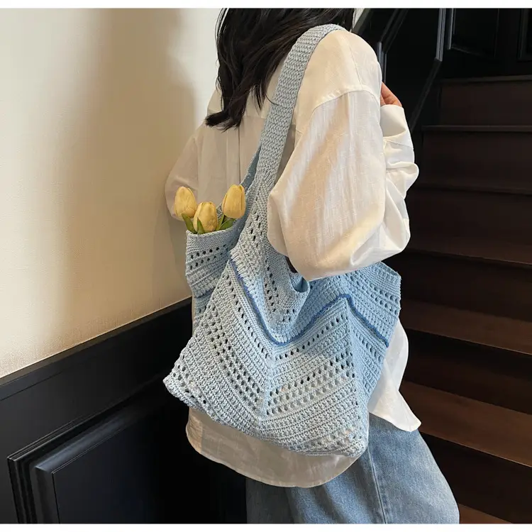 Hand-Woven Grey Cross-Border Tote Bag for Women — feature 27