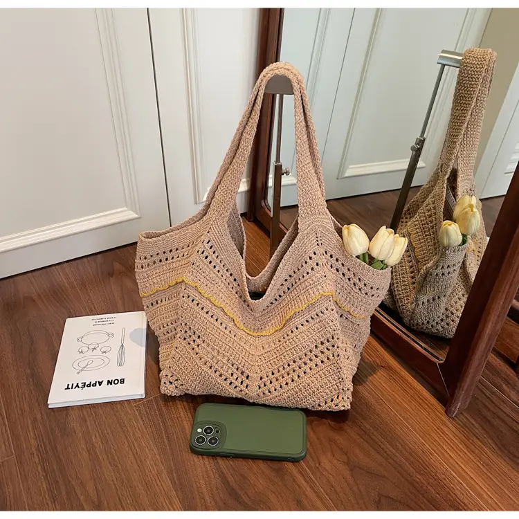 Hand-Woven Grey Cross-Border Tote Bag for Women — feature 29