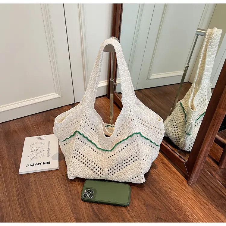 Hand-Woven Grey Cross-Border Tote Bag for Women — feature 31