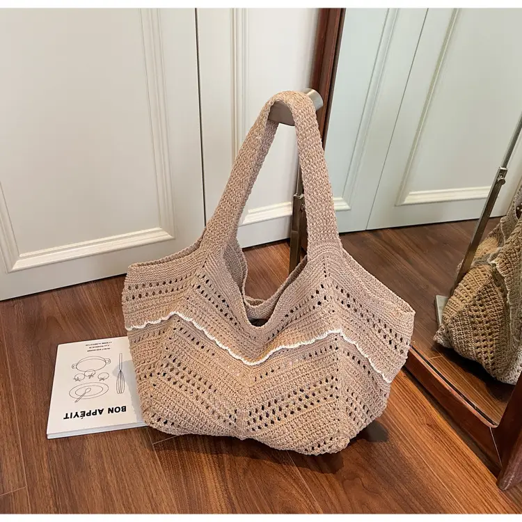 Hand-Woven Grey Cross-Border Tote Bag for Women — feature 32