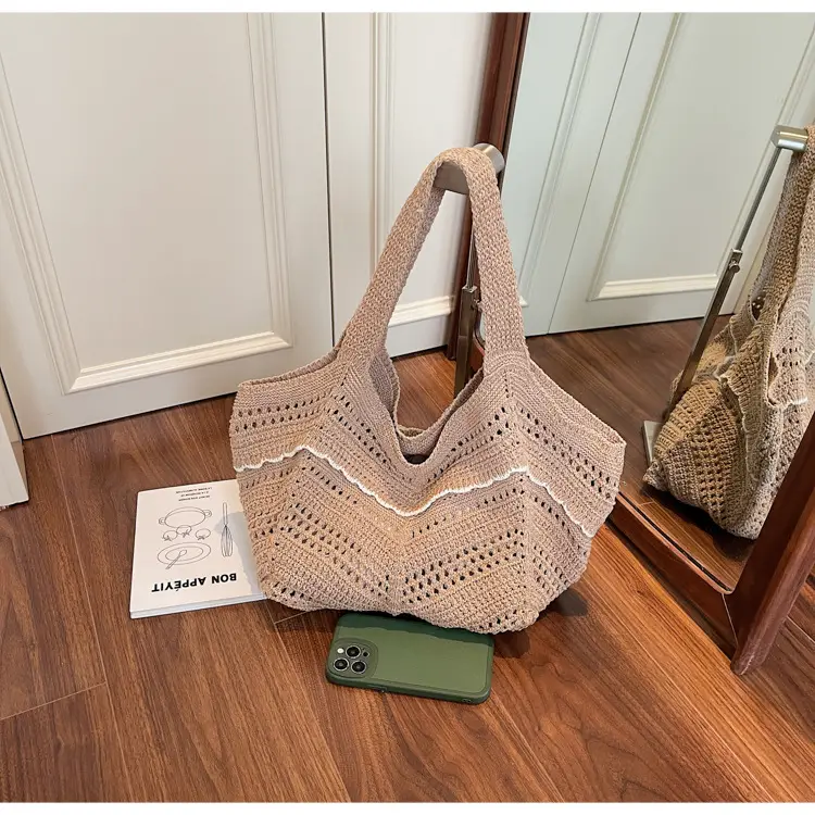 Hand-Woven Grey Cross-Border Tote Bag for Women — feature 33