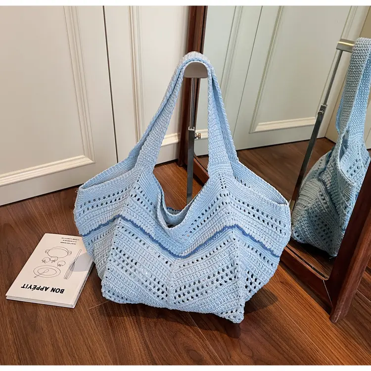 Hand-Woven Grey Cross-Border Tote Bag for Women — feature 36