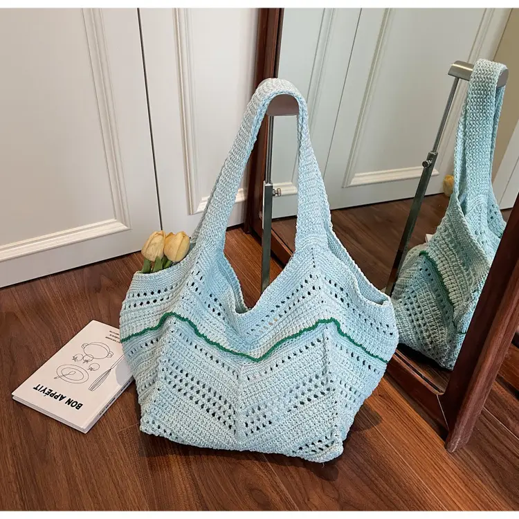 Hand-Woven Grey Cross-Border Tote Bag for Women — feature 37