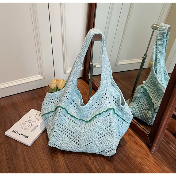 Hand-Woven Grey Cross-Border Tote Bag for Women — feature 38