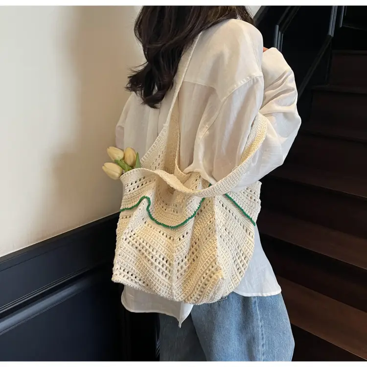 Hand-Woven Grey Cross-Border Tote Bag for Women — feature 9