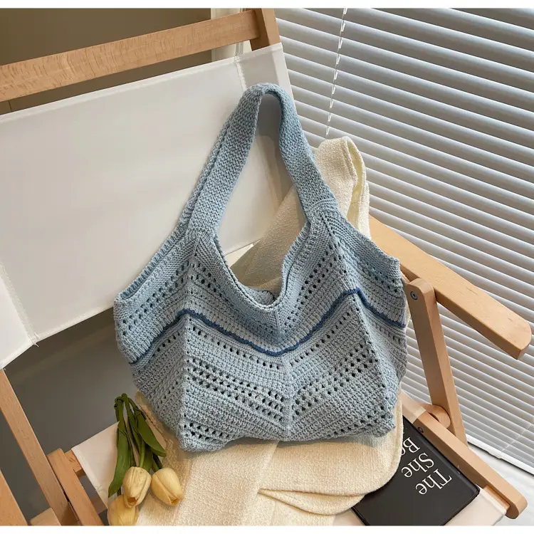 Hand-Woven Grey Cross-Border Tote Bag for Women - Image 4