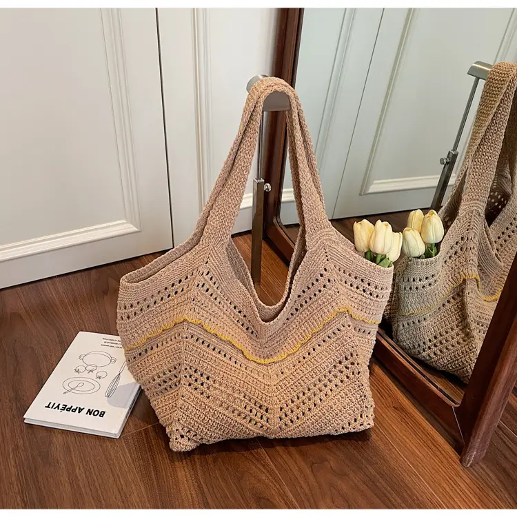 Hand-Woven Grey Cross-Border Tote Bag for Women - Image 6