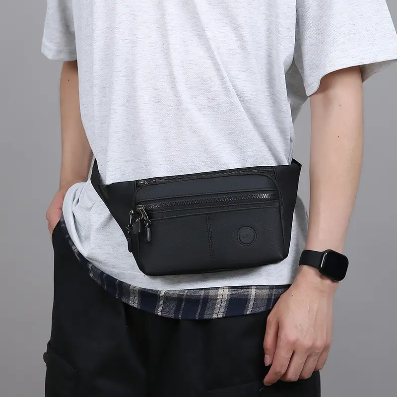 Men's Multi-Layer Crossbody Bag Navy Blue - Image 6
