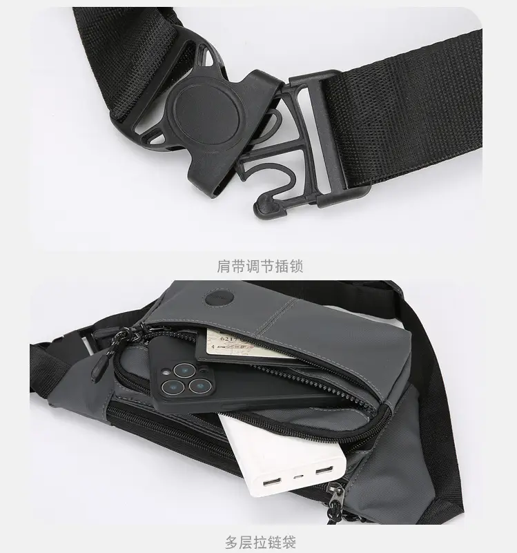 Men's Multi-Layer Crossbody Bag Navy Blue — feature 20