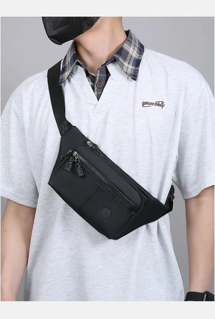 Men's Multi-Layer Crossbody Bag Navy Blue — feature 30