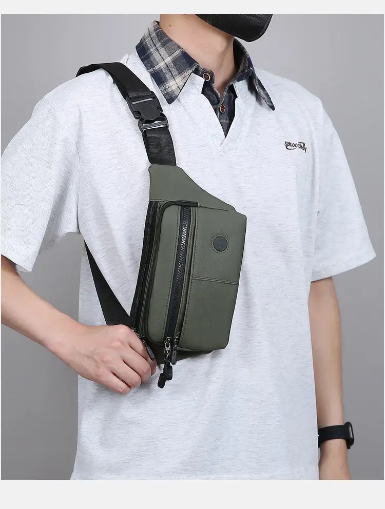 Men's Multi-Layer Crossbody Bag Navy Blue — feature 31