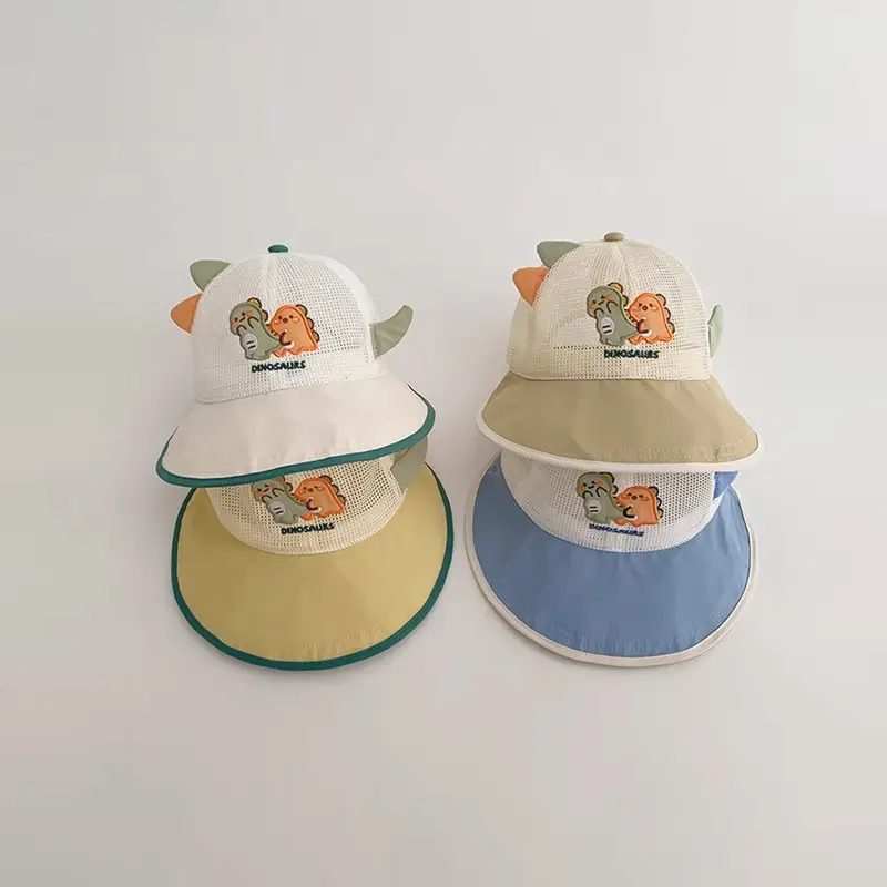 Baby Sun Hat with Cute Bear Design White Mesh - Image 7