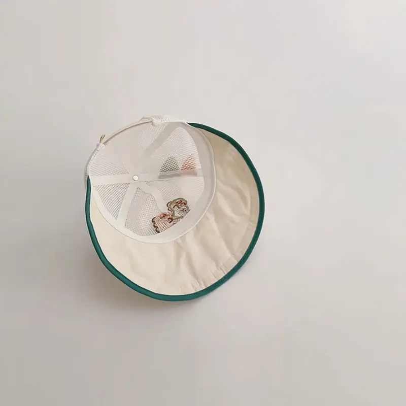 Baby Sun Hat with Cute Bear Design White Mesh - Image 9