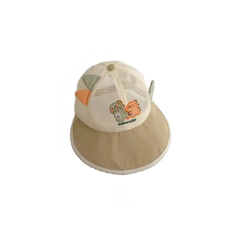Baby Sun Hat with Cute Bear Design White Mesh - Image 10