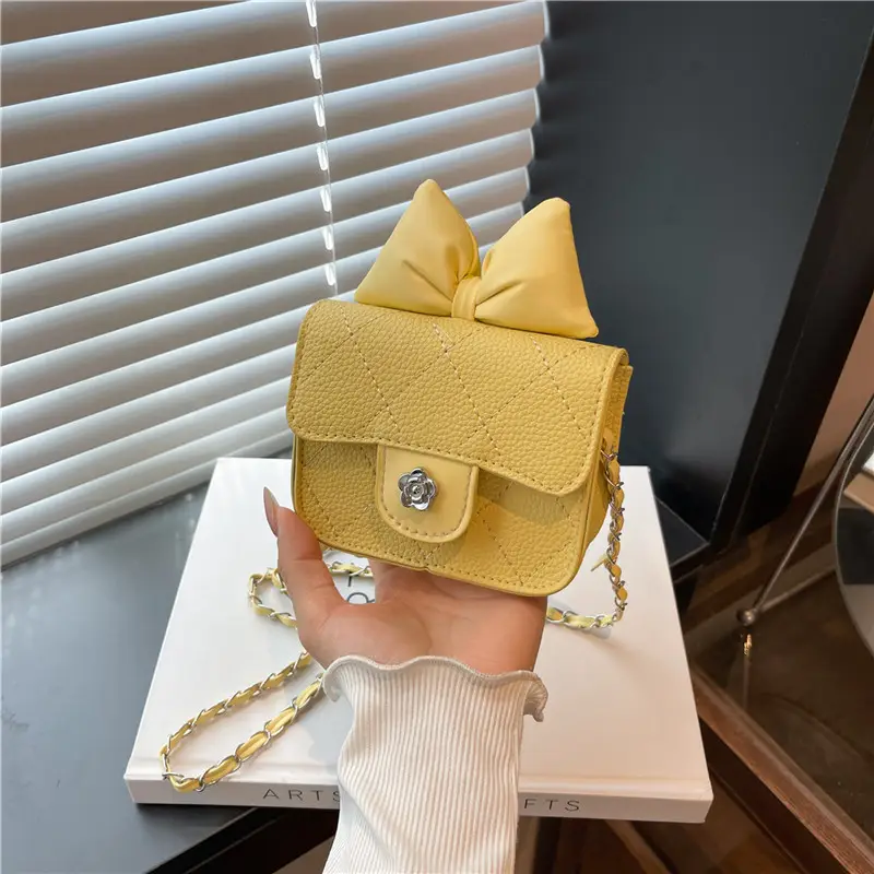Yellow Bow Mini Chain Shoulder Bag for Women - Image 5