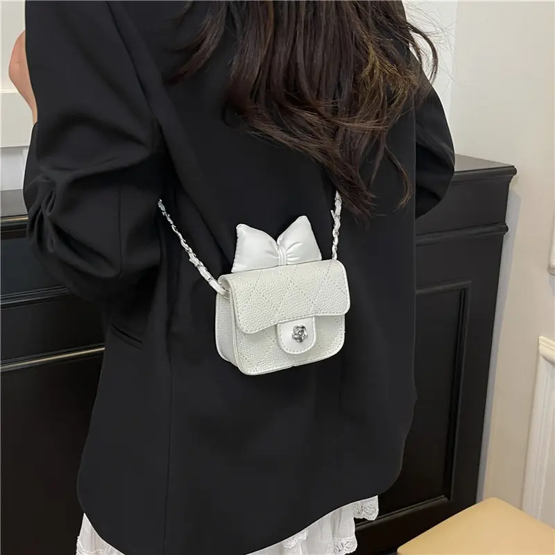 Yellow Bow Mini Chain Shoulder Bag for Women - Image 6
