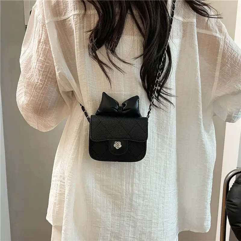 Yellow Bow Mini Chain Shoulder Bag for Women - Image 7