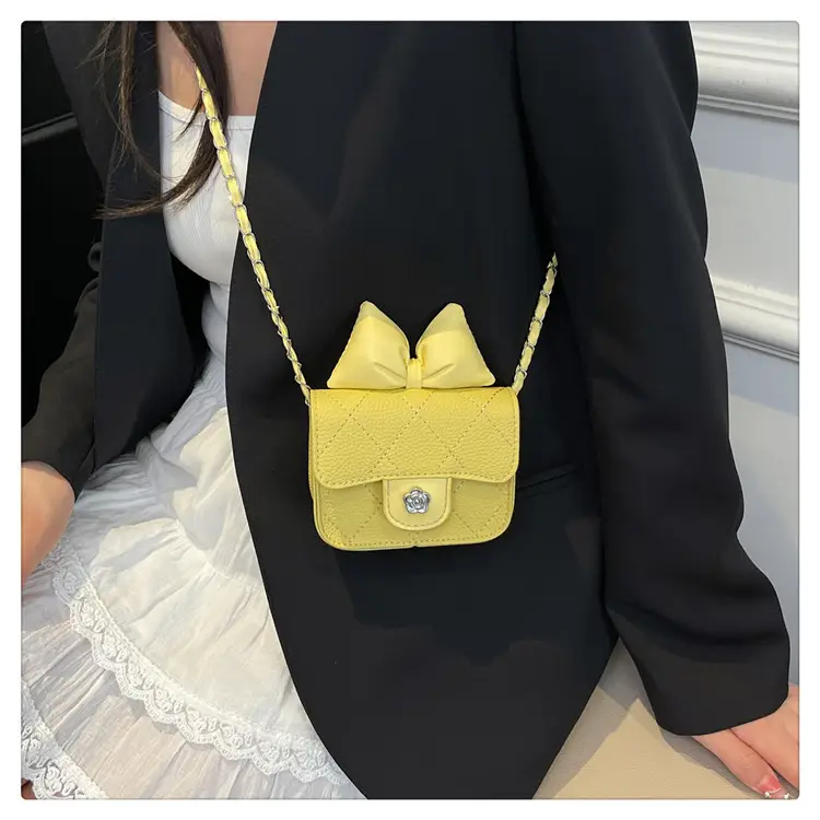 Yellow Bow Mini Chain Shoulder Bag for Women — feature 18
