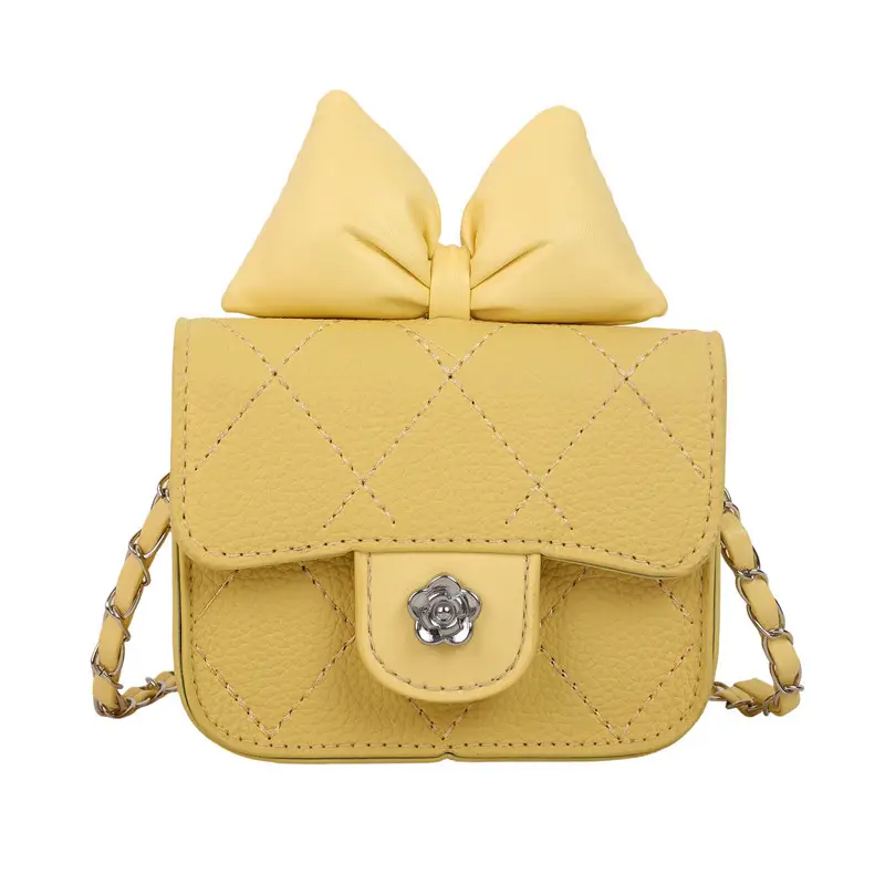 Yellow Bow Mini Chain Shoulder Bag for Women - Image 3