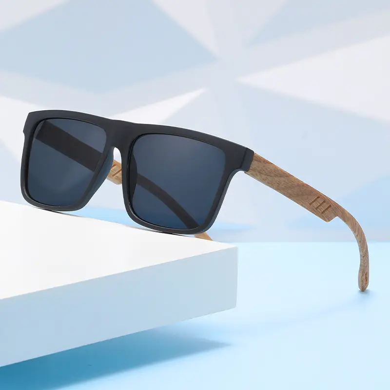 Men's Retro Anti-UV Bamboo Sunglasses Black - Image 8