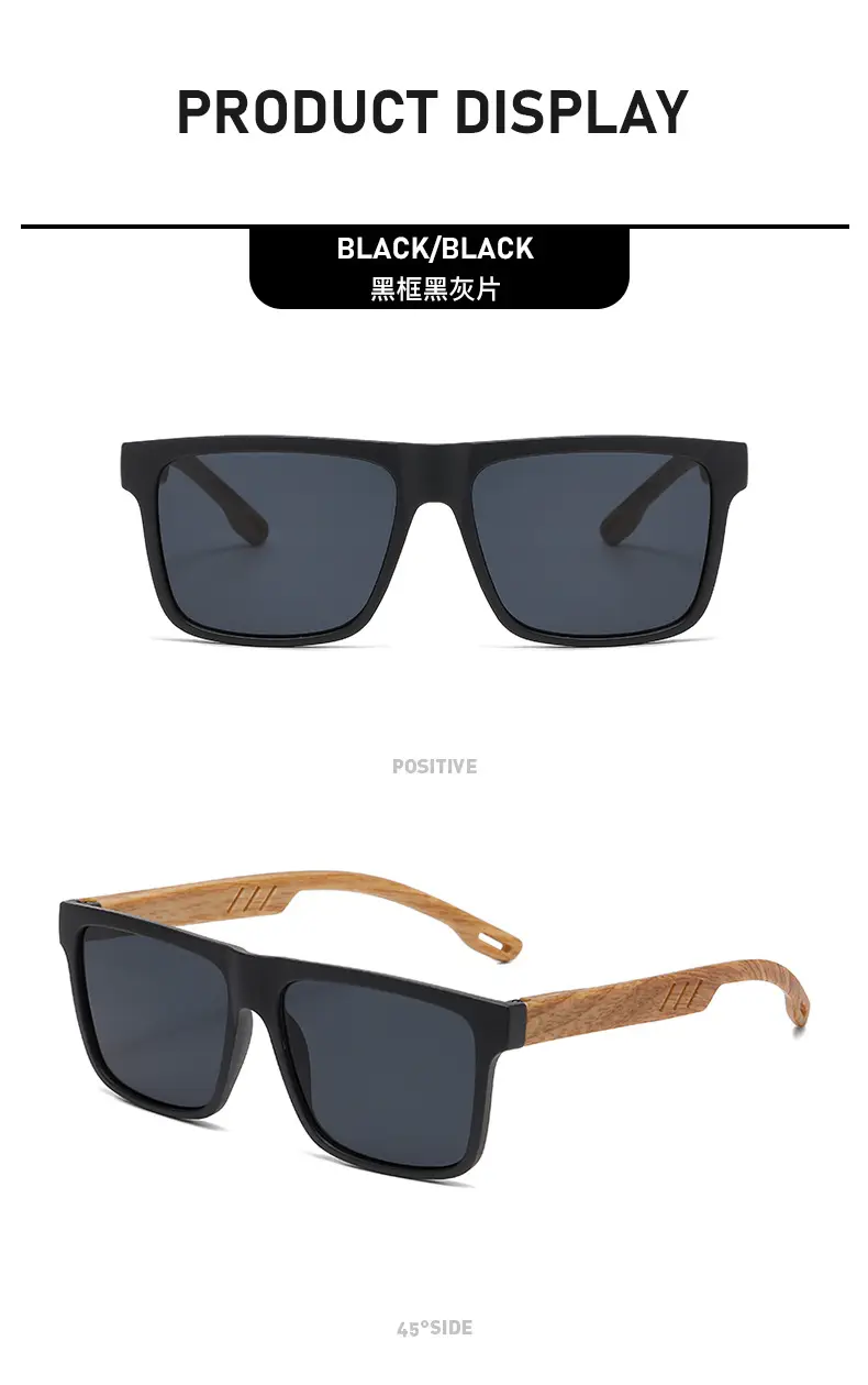 Men's Retro Anti-UV Bamboo Sunglasses Black — feature 11