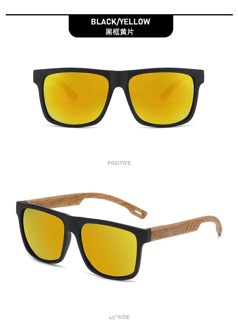 Men's Retro Anti-UV Bamboo Sunglasses Black — feature 12