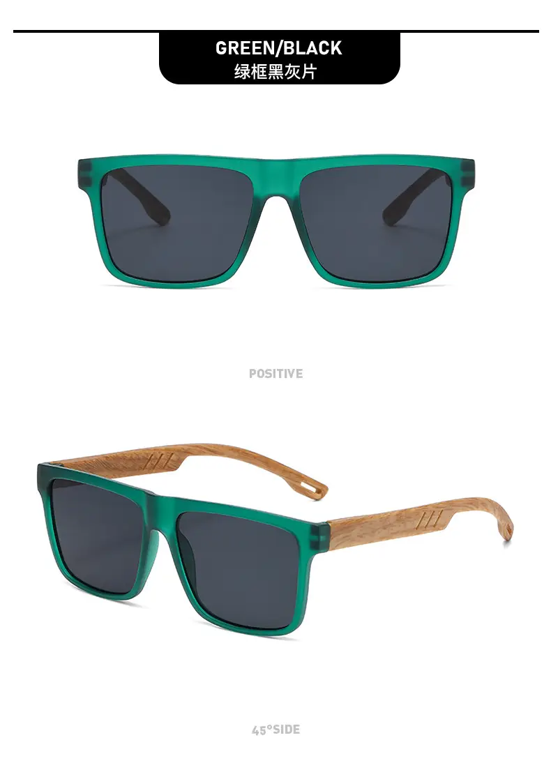 Men's Retro Anti-UV Bamboo Sunglasses Black — feature 13