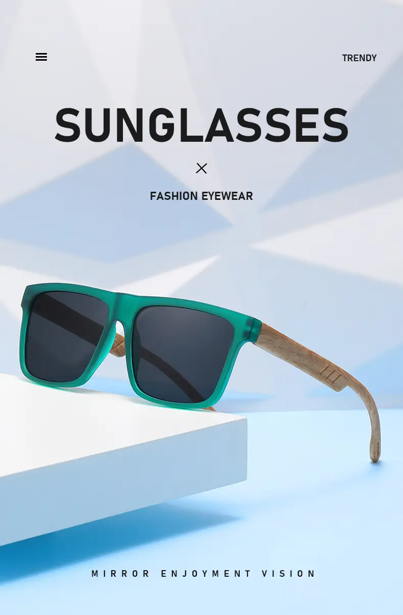 Men's Retro Anti-UV Bamboo Sunglasses Black — feature 3
