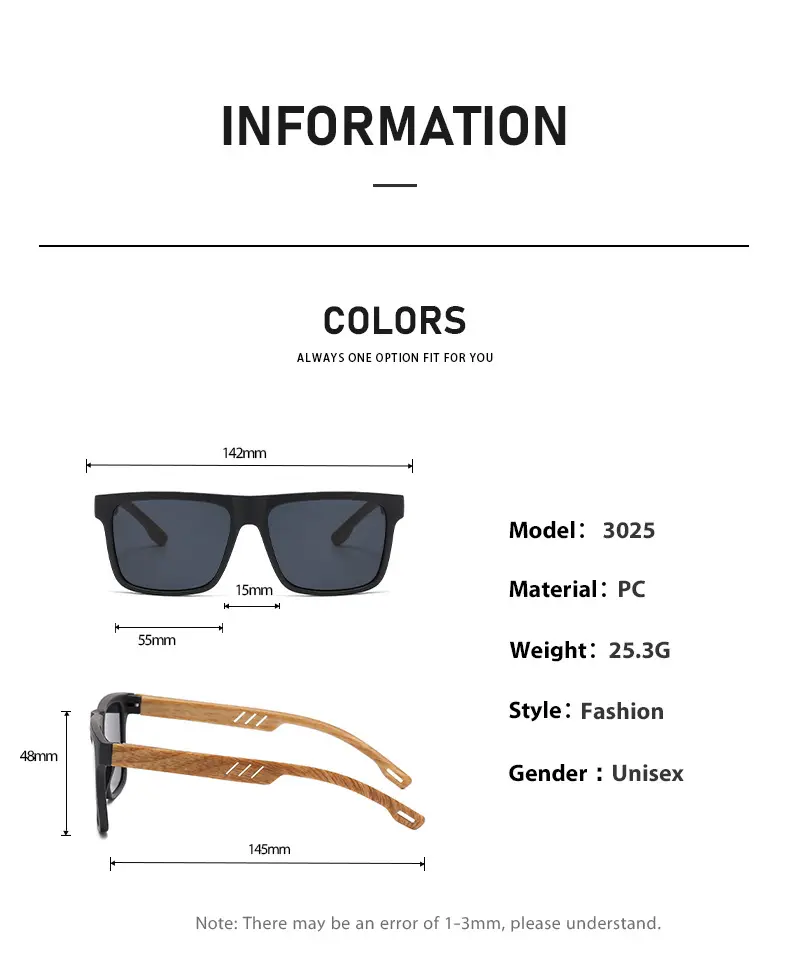 Men's Retro Anti-UV Bamboo Sunglasses Black — feature 6
