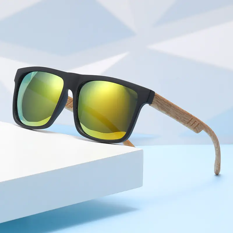 Men's Retro Anti-UV Bamboo Sunglasses Black - Image 2